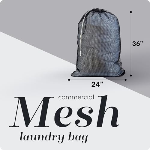 Handy Laundry Mesh XL Laundry Bag - Durable, Machine Washable with Secure Drawstring Closure - Perfect for College Dorms, Laundromats, Apartments (Black, Large 24" x 36") - color: Black