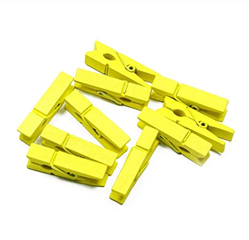 100pcs/Set Mini Colored Wooden Clips for Photo Clips Clothespin Paper Peg Pin Craft Decoration Clips Pegs Wedding Decoration (Yellow) - color: Yellow