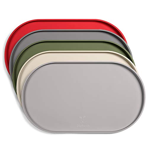 DogBuddy Dog Food Mat - Waterproof Dog Bowl Mat, Silicone Pet Mat for Food and Water Bowls, Nonslip Pet Feeding Mat with Edges, Dogs Food Mats for Floors, Puppy Supplies (Large, Dove) - color: Dove, size: 24x14 Inch (Pack of 1)