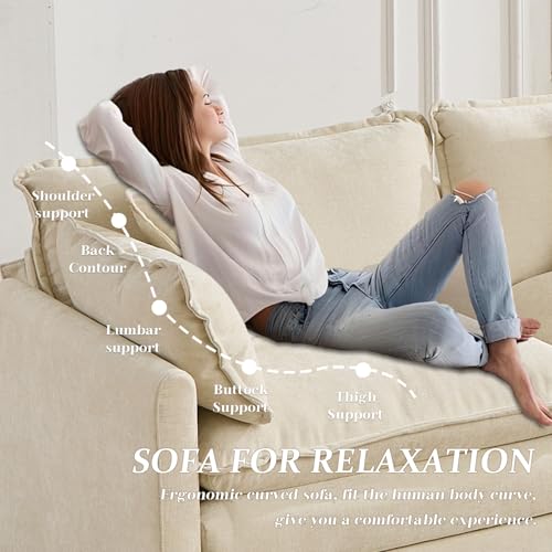 SoarFlash 77.95" Chenille Sectional Sofa, Comfy Modular Loveseat Sofa, Modern 2-Seat Couch Deep Seat Sofa Set for Living Room,Beige - color: Beige, size: 2 Seat