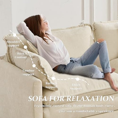 SoarFlash 77.95" Chenille Sectional Sofa, Comfy Modular Loveseat Sofa, Modern 2-Seat Couch Deep Seat Sofa Set for Living Room,Beige - color: Beige, size: 2 Seat