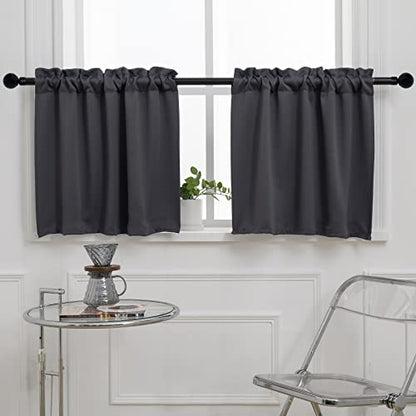 Pickluc Blackout Kitchen Curtain 24 Inches Long, Rod Pocket Cafe Tier Curtains for Small Window Treatment in Living Room, Basement, RVs, Cabinets, 2 Panels, W24 X L24 Inch, Dark Grey - color: Grey, size: 24"W x 24"L (Pack of 2)