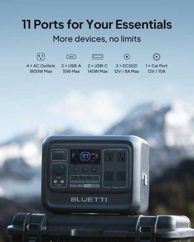 BLUETTI Elite 100 V2 Solar Generator with 100W Solar Panel (Ships Separately), 1024Wh Portable Power Station w/ 4 1800W AC Outlets, 35% Smaller, Ideal for Camping, Emergencies, Backup Power - style: Bluetti Elite 100 V2+100W Solar panel