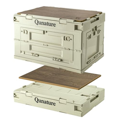 Collapsible Storage Bins with Lockable Doors & Removable Cutting Board, 60L Foldable Stackable Heavy-Duty Box for Camping, Picnic, Closet, Garage, and Moving Organization - size: 60L