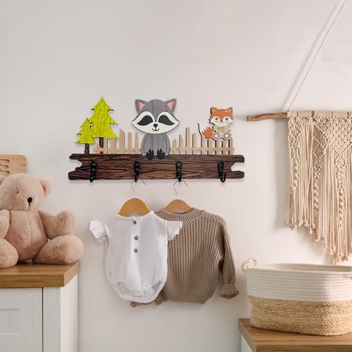 Dog Leash Holder for Wall Mount, Farmhouse Wooden Dog Claw Hooks, Paws Key Rack Accessories for Rustic Home Decor (Raccoon) - size: raccoon