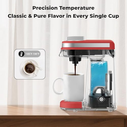 CHULUX Mini Coffee Maker for K Capsule, Single Serve Coffee Maker for One Cup Americano, Lightweight Pod Coffee Machine, Red - color: Red