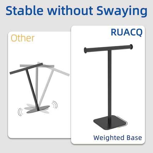 RUACQ Hand Towel Stand, 16" T-Shape Hand Towel Holder Stand for Bathroom, Kitchen and Countertop Towel Holder 304 Stainless Steel Hand Towel Rack with Weighted Base (Matte Black) - color: Matte Black, size: Tall - 16''