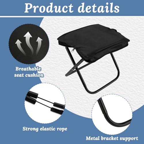 Collapsible Stool, 12Inch Portable Compact Folding Stool for Adult, Ultralight Foldable Chair Pocket Size Carry for Camping, Hiking, Fishing, Travel, Outdoors, Supports 198 Lbs