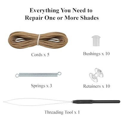 RV Blinds Repair Kit, RV Pleated Shade Repair Kit for Camper Windows, Travel Trailers, Camper Blinds, Day/Night Blinds, Pull Down Shades for Motorhome, Cappuccino
