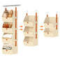 MSJGA 4-Tier Hanging Closet Organizer and Storage with Detachable Bins, Fabric Hanging Shelves for Closet, Dorm, Rv, Space-Saving Collapsible Basket for Handbags, Clothes (47” H)