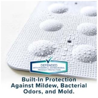 SlipX Solutions Square Natural Rubber Shower Stall Mat, 21” x 21”, Mildew Resistant, Non Slip Safety, Antimicrobial Product Protection, 140 Power Grip Suction Cups, Center Drain Hole, White - color: White