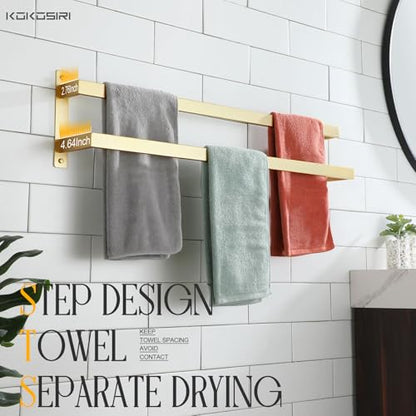 KOKOSIRI Bath Towel Bars Bathroom 2-Tiers Ladder Brushed Gold Towel Rails 32-Inch Towel Holders Wall Mounted Towels Shelves Rack Stainless Steel, B5008BG-L32 - color: Brushed Gold, size: 32-Inch