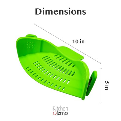 Kitchen Gizmo Snap N' Strain Clip On Strainer for Pots and Pans - Collapsible Silicone Pasta Strainer and Kitchen Gadget for Cooking - Easy to Use, Heat Resistant and Space Saving Colander - Green - color: Lime Green