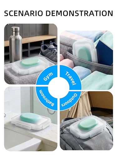 Silicone Compact Leakproof Travel Soap Case (Clear | Soap Holder Travel with Drainage Layer, Portable Bar Soap Holder for Gym, Camping & Bathroom, Soap Box Container Toiletries - color: Clear