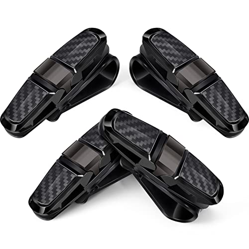 Boao 4 Pcs Sunglasses Holders for Car Sun Visor, Glasses Ticket Card Clip Mount Hanger, Double-Ends Clip 180 Degree Rotational Car Visor Accessories(Black) - color: Black