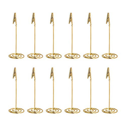 Artliving 12pcs Place Card Holder Memo Holder Clip Photo Holder Table Number Holder - color: Gold