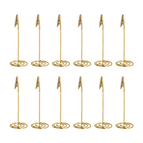 Artliving 12pcs Place Card Holder Memo Holder Clip Photo Holder Table Number Holder - color: Gold