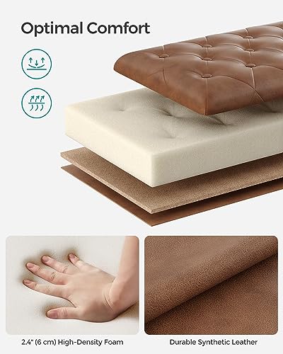 SONGMICS Storage Ottoman, Storage Bench, Tufted Entryway Bedroom Bench, 17.7 x 46.5 x 17.7 Inches, Hinges Easy Lid Operation, Wooden Legs, Synthetic Leather, Loads 330 lb, Coffee Brown ULOM071K01 - color: Coffee Brown, style: Classic(17.7"D x 46.5"W x 17.