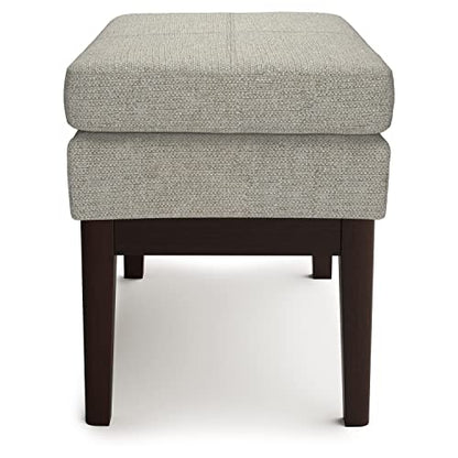SIMPLIHOME Carlson Small Ottoman Bench - 27 inch Wide Upholstered Woven Fabric Rectangle Ottoman in Greige, Mid Century Modern Bench for Bedroom, Entryway or Living Room with Padded Seat - color: Greige, style: Small Ottoman Bench