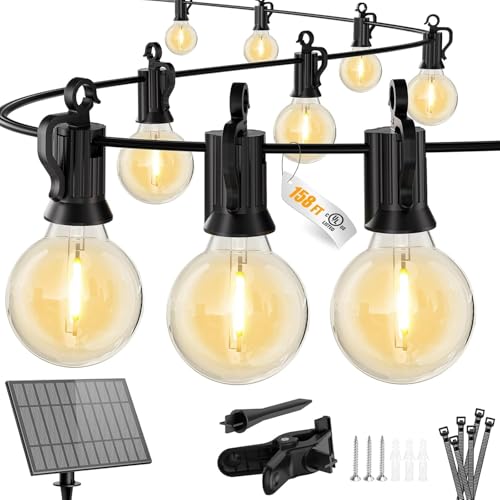 Brightown 158FT 77LED Solar String Lights Outdoor with USB Port, Shatterproof Bulbs, 3 Lighting Modes, Patio Lights Solar Powered for Camping Backyard Garden Decor - Last for 20+Hrs - size: 158FT 77LED