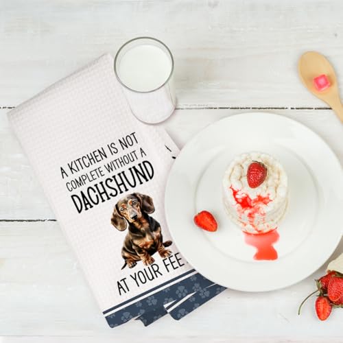 2Pcs Funny Dogs Kitchen Towels 24x14 Inch, Cute Dachshund Waffle Weave Dish Towels for Kitchen Home, White Absorbent Microfiber Hand Tea Towel, Weiner Dog Gifts for Women Dog Lovers 4 - color: Multi 0323