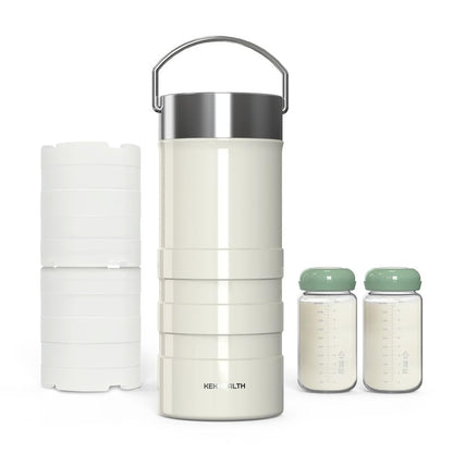 22oz Premium Stainless Steel Breast Milk Cooler, 360° Cooling Gel Ring, 24-Hour Cold Storage, 2 BPA-Free 11oz Bottles, Leak-Proof, Designed for Working Moms and Full-Day Outings - size: Pro Cooler 22 Ounce
