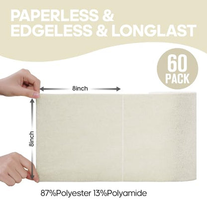 Fantasticlean Microfiber Cleaning Cloth Roll 2 Rolls 120 Pack, Tear Away Paperless Towels, 8" x 8", Reusable Washable Rags, House Kitchen, Pet, Office, Indoor Outdoor, Compact Portable (Off-White) - color: 2 Off-white