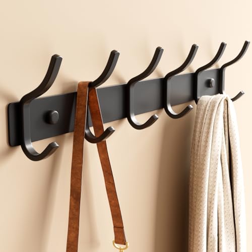 GWAAZXGZ Black Coat Rack Wall Mount - 15 Inch Arc Shaped Design with 6 Hooks for Hanging Coats, Bags, and Towels in Entryway, Livingroom, Bedroom, Bathroom, and Kitchen, 1 Pack - color: Black