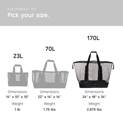 MISSION Boat Gear CASSI Heavy-Duty Outdoor Tote and Waterproof Marine-Grade Mesh Boat Bags - color: Black, size: 170 Liter