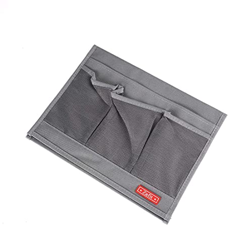 Zafit Bedside Storage Organizer, Table Cabinet Bedside Organizer Caddy for Remotes Phone Glasses (Classic 4 Pockets-Grey)
