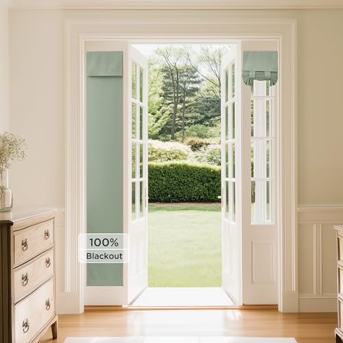 NICETOWN Door Window Covering, Room Darkening Blackout Window Christmas Curtain Energy Efficiency Sidelight Curtains Tie Up Shades for Front Back Door, W12 x L72 inch Long, Sage Green, 1 Panel - color: Sage Green, size: 12"W x 72"L (Pack of 1)