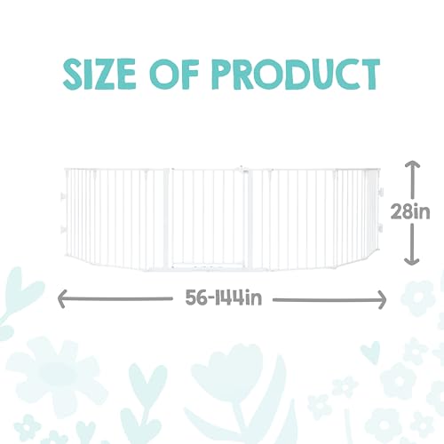 Regalo Safety 144" Super Wide Baby Gate & Play Yard, 2-in-1 Adjustable 6-Panel Safety Gate for Doorways & Large Openings, Hardware Mounted Gate for Babies, Toddlers & Pets - color: White, style: 144"W x 28"H