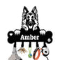 NIWAHO Dog Leash Holder Wall Mount Personalized Name - Custom German Shepherd Metal Sign with Bone Key Hooks, Pet Leash and Key Organizer for Entryway - color: German Shepherd