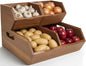 Acacia Wood Potato and Onion Storage Bins Set of 3, Stackable Pantry Organizer Baskets for Kitchen Counter, Open-Front Produce Holder Keeps Vegetables Fresh
