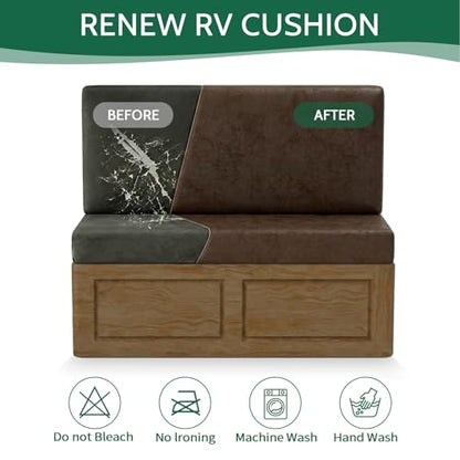 FUANGUI RV Dinette Cushion Covers Stretch Camper Cushion Cover Booth Seats Replacement RV Cushion Covers Washable Sofa Furniture Protector - color: Crackle-coffee