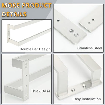 Alise Double Towel Bar, 16" Towel Racks for Bathroom Wall Mounted, SUS304 Stainless Steel Bathroom Towel Holder, Modern Quick Drying Towel Hanger, Brushed Nickel - color: Brushed Nickel, size: 16-inch