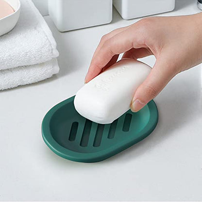 Topsky 2 Pcs Soap Dish for Shower, Double Layer Draining Soap Savers with Drip Tray - Dark Green - color: Dark Green