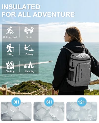 Capolo 36/45 Cans Cooler Backpack Insulated Waterproof for Women Men Lunch Backpack Coolers Leak Proof Soft Cooler Bags - color: Grey, size: 36 Cans
