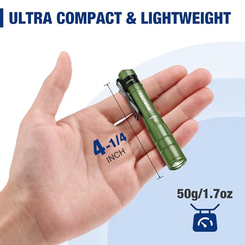 WORKPRO Rechargeable Pen Light, Mini Flashlight, 2 Pack Ultra-Compact EDC Flashlight, Pocket Flashlight with Clip, Memory Function and 2 x USB C Cable Included, Green - color: Green