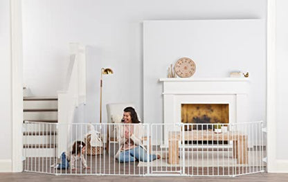 Regalo Safety 144" Super Wide Baby Gate & Play Yard, 2-in-1 Adjustable 6-Panel Safety Gate for Doorways & Large Openings, Hardware Mounted Gate for Babies, Toddlers & Pets - color: White, style: 144"W x 28"H