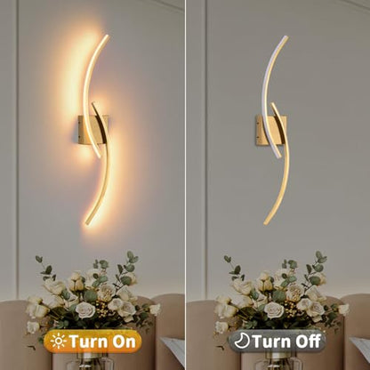Battery Operated Wall Sconce Set of two, 3000K-6000K LED Dimmable Battery Wall Sconces with Remote Control, USB Rechargeable 31.4 inch gold Wireless Wall Lights for Living Room, Bedroom, Staircases