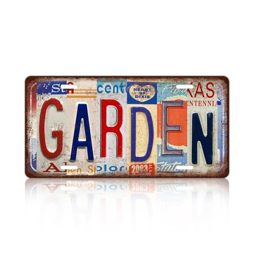 Vintage Garden Metal Tin Sign License Plate Wall Decor 12 x 6 Inches - color: Plate-32