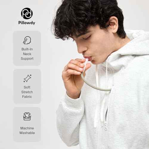 Pillowdy Travel Hoodie with Built-In Inflatable Neck Pillow for Flights - color: Gray Hoodie, size: Small