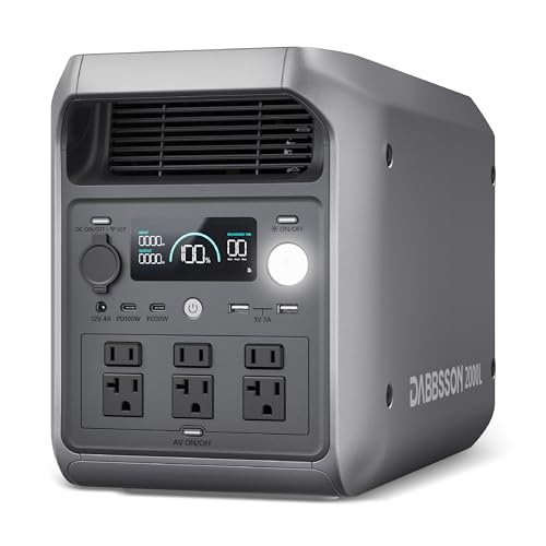 DABBSSON Portable Power Station 2000L, 2048Wh Semi-Solid LiFePO4 Battery, 2200W AC Output 6, 3300W Power Boost, 1 Hr Fast Charge, Solar Generator for Home Backup, Camping & RVs (Solar Panel Optional) - style: 2000L