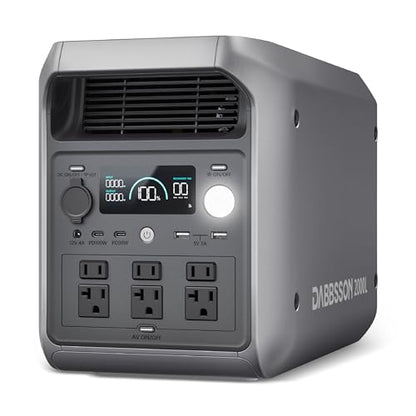 DABBSSON Portable Power Station 2000L, 2048Wh Semi-Solid LiFePO4 Battery, 2200W AC Output 6, 3300W Power Boost, 1 Hr Fast Charge, Solar Generator for Home Backup, Camping & RVs (Solar Panel Optional) - style: 2000L