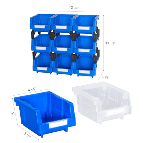 Small Plastic Stackable Hanging Storage Bins,5-1/3"X4-1/5 X3,Blue, 9 pack,