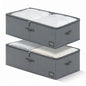 10" High Capacity Under Bed Storage Bins (2-Pack, Grey), Deep 600D Heavy Duty Oxford Fabric Storage Box for King Size Comforters, Pillows & Large Blankets - size: 10-Inch (2-PACK) - Deep