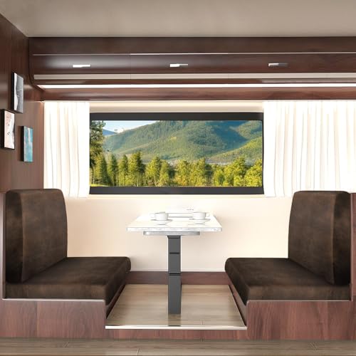 ANARACHON Leather Look RV Camper Dinette Cushion Covers, Washable RV Couch Cushion Covers Dinette Booth Seats Stretchable Camper Seat Covers (02 Brown, 1 Set) - color: 02 Brown, size: 1 Set