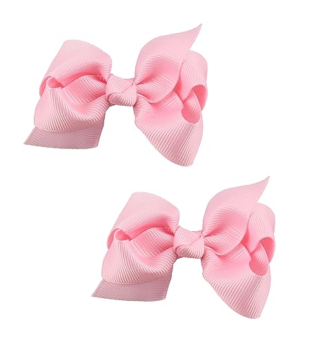 Baby Girl's 2Pcs Cute 3 Inch Pure Color Bow-knot Hair Clip for Photography Travel Daily Life (Pink) - color: Pink