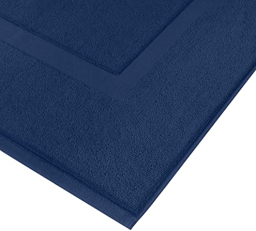 Utopia Towels Cotton Banded Rug, Bath Mats, Not a Bathroom Rug, 21 by 34 Inches, 100% Ring Spun Cotton, Highly Absorbent Shower Bathroom Floor Mat, Navy, 2 Pack - color: Navy